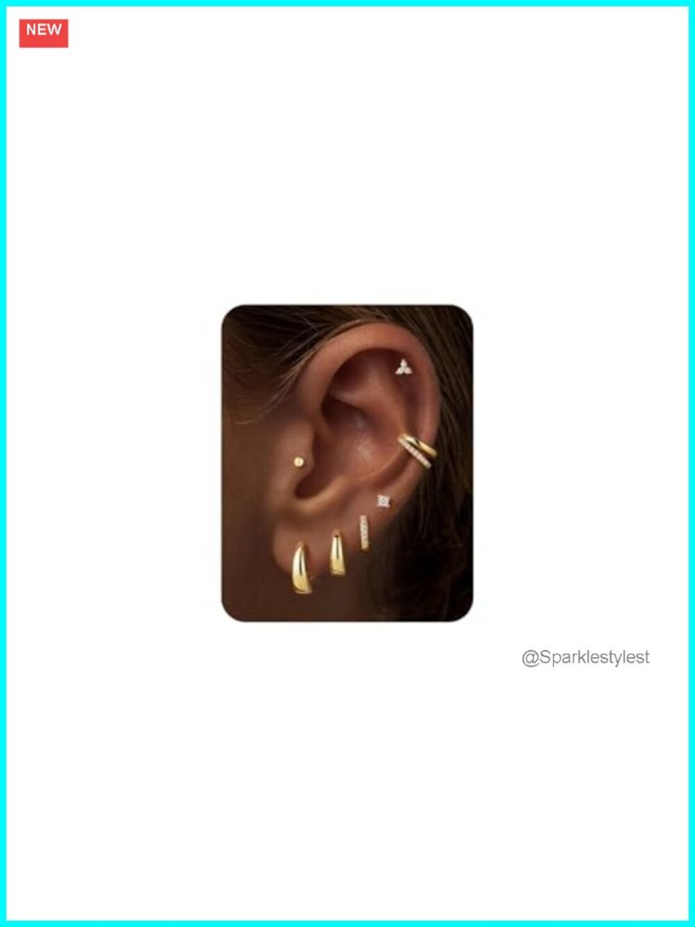 14K Gold Plated Hypoallergenic Hoop & Stud Earring Set 7 Pairs